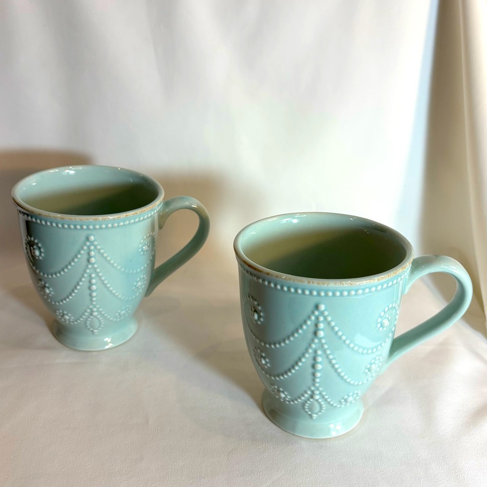 LENOX Set of 2 Ceramic Mugs French Perle Celedon Hue